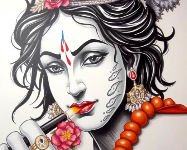Krishna Images Created through Artistic Drawing