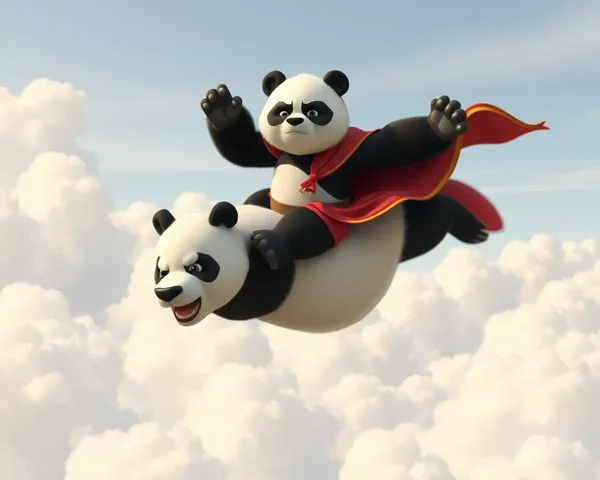Kung Fu Panda Riding Giant Panda Bear