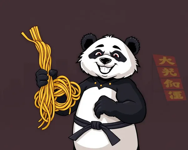 Kung Fu Panda with Giant Noodle and Cityscape
