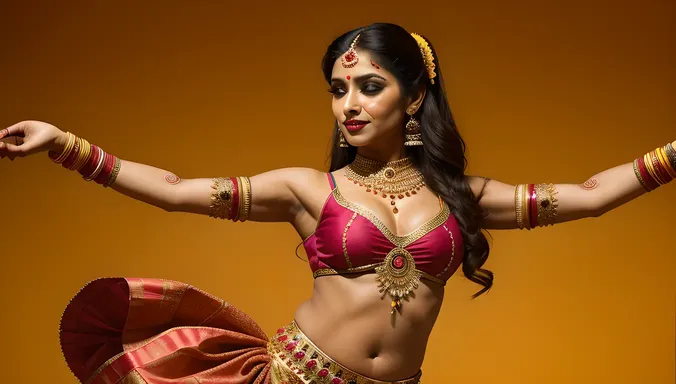 Kushti Dancer with Intricate Henna Designs and Vibrant Colors