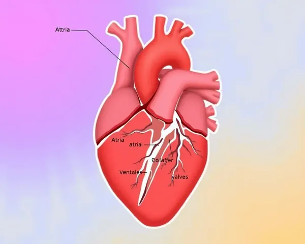 Labeled Human Heart Diagram with Atria, Ventricles, and Valves