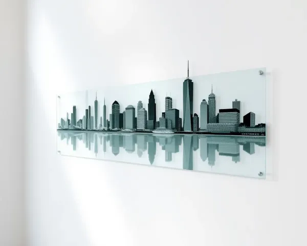 Lacquered Glass Art Piece Depicts City Skyline