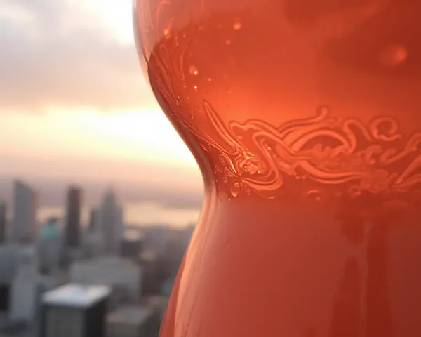 Lacquered Glass Vase Reflects Cityscape at Sunset