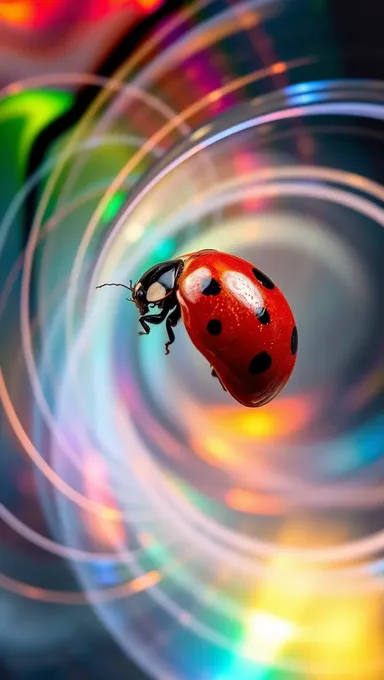 Ladybug in Swirling Vortex of Transparent Colors