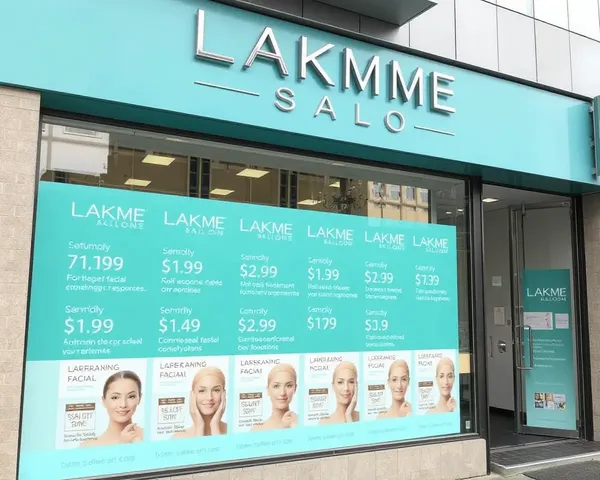 Lakme Salon Storefront Displays Facial Prices