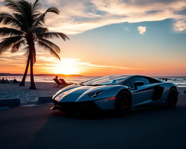 Lamborghini Aventador SVJ with iPhone 13 Pro on Beach Sunset