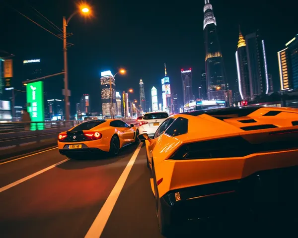 Lamborghini Sian Drives Through City at Night