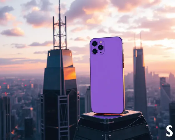 Lavender iPhone Overlooks Futuristic Cityscape