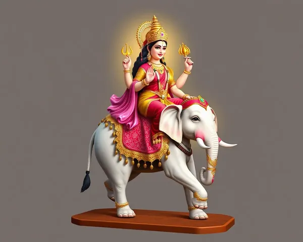 Laxmi Mata PNG Riding White Elephant for Good Fortune