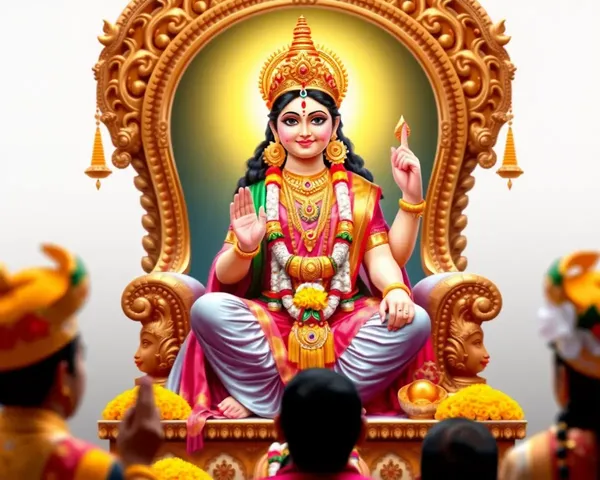 Laxmi Mata PNG with Devotees and Loving Smile