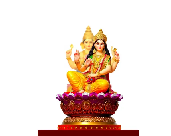 Laxmi Mata PNG with Halo and Vishnu Idol Background