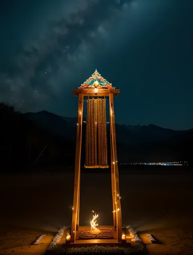 Lit Kavadi Under Twinkling Night Sky