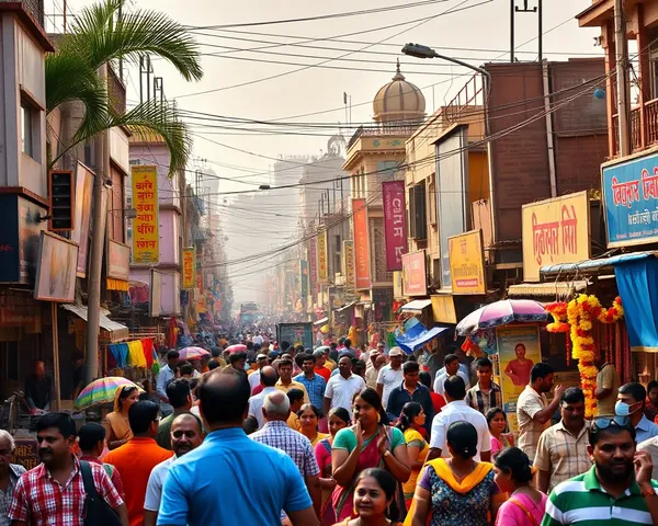 Lively Bollywood Street Festival with Colorful Stalls