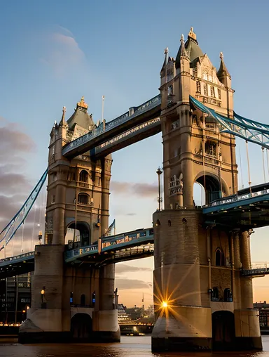 London Bridge Sunset Photo with Golden Glow and Iconic Landmarks