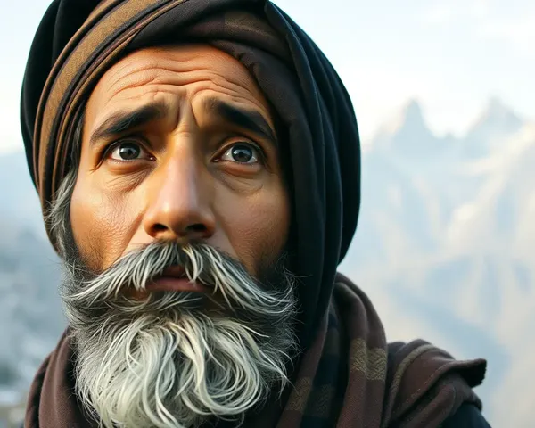 Longing Punjabi Man Looks Up at Distant Mountains