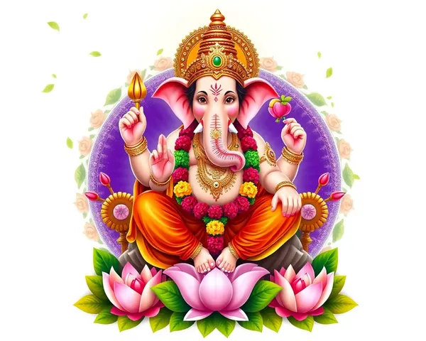 Lord Ganesha Illustration with Floral Border