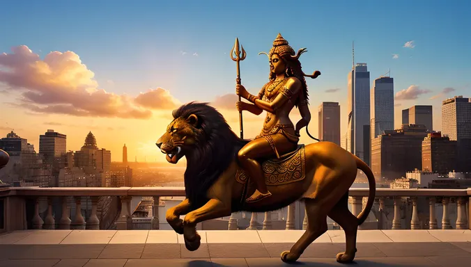 Lord Shiva on Lion: Power and Dominance
