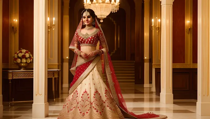 Lovely Dulhan Descends Grand Staircase in Stunning Lehenga