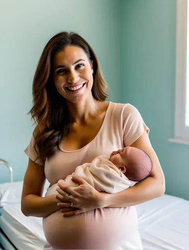 Loving Pregnant Girl with Newborn Baby