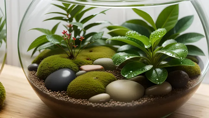 Lush Chlorella Plant in Terrarium Setting