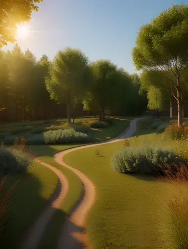 Lush Forest in Good Morning HD 3D Image