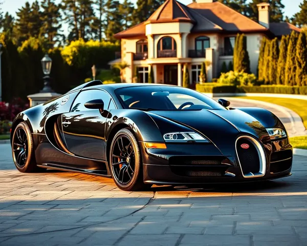Luxurious Bugatti Veyron Parked on Lush Greenery Driveway