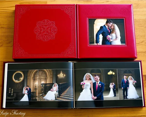 Luxurious Red Wedding Album with Embossed Design
