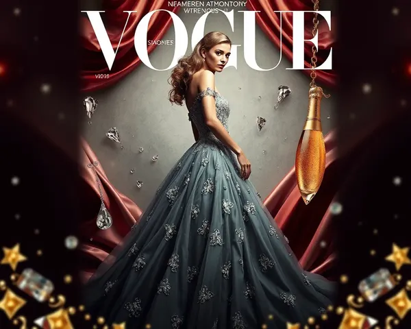 Luxurious Vogue Poster: Model in Haute Couture Gown with Opulence
