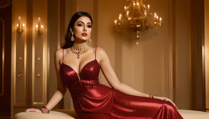 Luxury and Glamour in Beauty Aunty's High-Fashion Photo