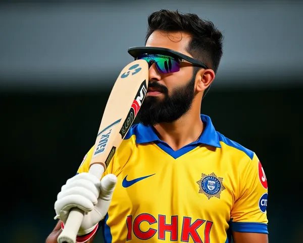 MS Dhoni Wears CSK Jersey with Bat Close-Up