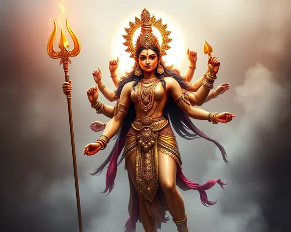 Maa Durga Standing with Trishul and Subtle Glow