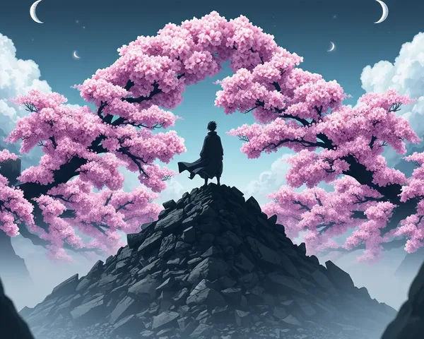 Madara Uchiha on Mountain of Rubble Cherry Blossoms