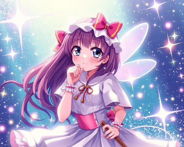Magical Girl Surrounded by Sparkles and Glitter Retro Anime Wallpaper