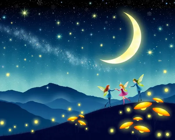 Magical Night Sky with Twinkling Stars and Fairies