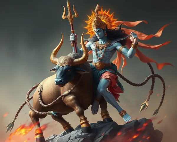 Mahadev Battles Buffalo-Demon Mahishasura with Trident