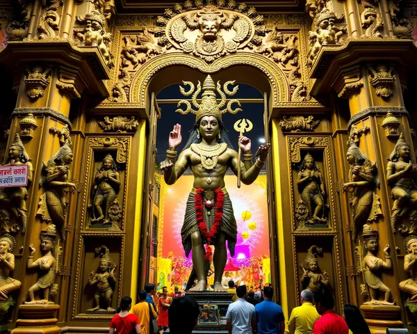 Mahadev in Grand Temple with Festival Background