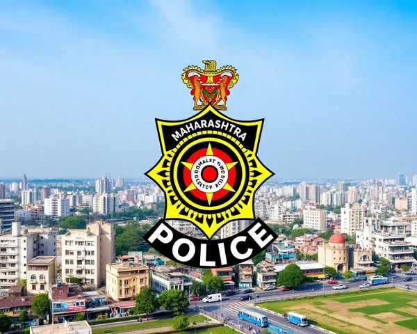 Maharashtra Police Logo with Mumbai Cityscape Background