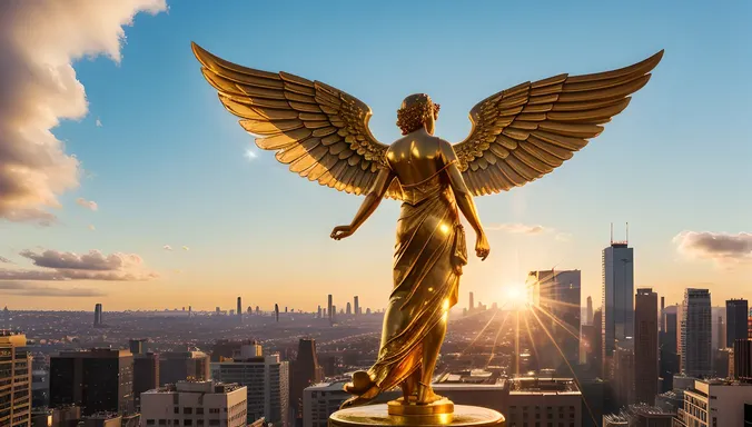 Majestic Angel Trumpet Shines Bright on Cloudy Cityscape