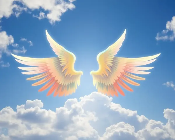 Majestic Angel Wings on 4K Wallpaper with Serene Sky