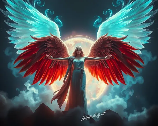 Majestic Angel at Ethereal Portal with Swirling Mist