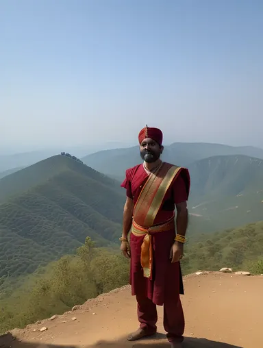 Majestic Bindusara on Hilltop with Proud Expression