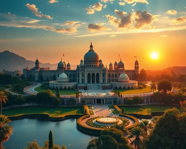 Majestic Bollywood Film Set with Palace and Gardens