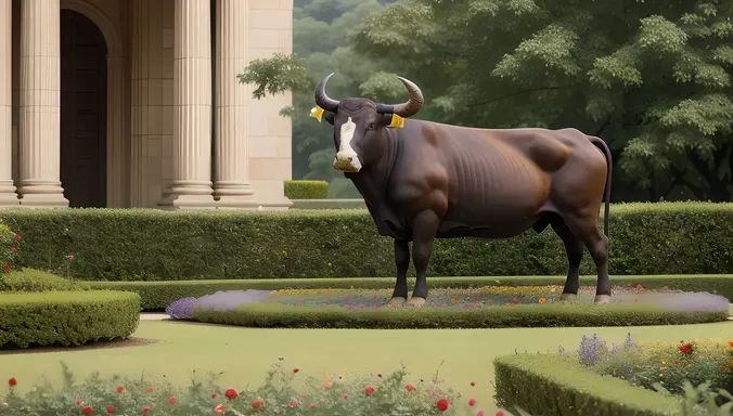 Majestic Brahma Bull Statue in Grand Temple Complex