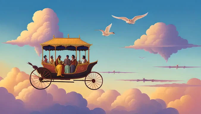Majestic Chariot of Kamdev Pulled by Swans and Clouds