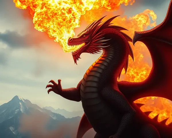 Majestic Dragon Breathes Blazing Fire PNG