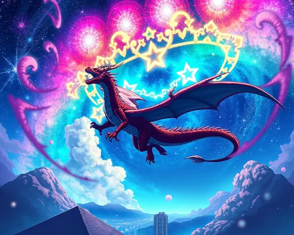 Majestic Dragon Soars Through Vibrant Starry Night Sky