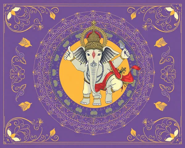 Majestic Elephant at Center of Seva Nivrutti Card Represents Wisdom