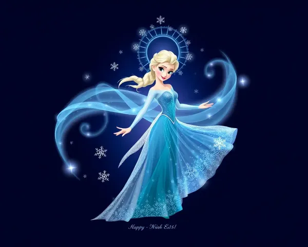 Majestic Elsa Frozen PNG with Snowflakes and Frosty Mist