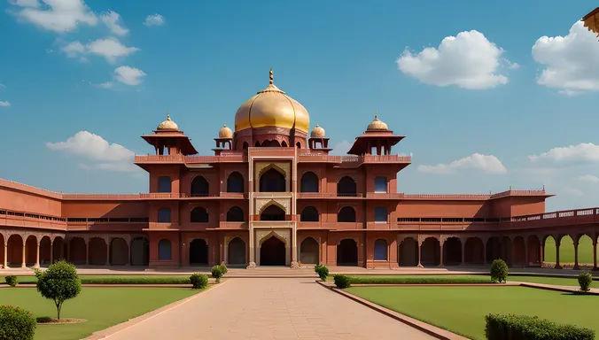Majestic Indian Palace Wallpaper with Bright Blue Sky