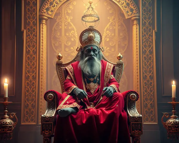 Majestic Kammal Sits on Velvet Throne with Golden Filigree